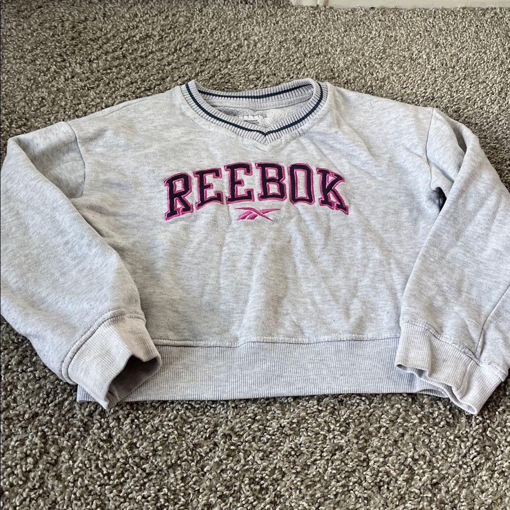 Reebok Light Gray Pullover with Pink Accents